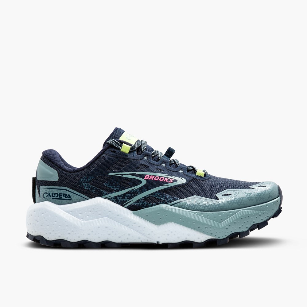 Chaussure Trail Running Brooks Caldera 7 Bleu Marine Vert Clair Femme | WVN-0980360